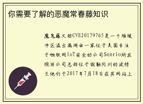 你需要了解的恶魔常春藤知识 